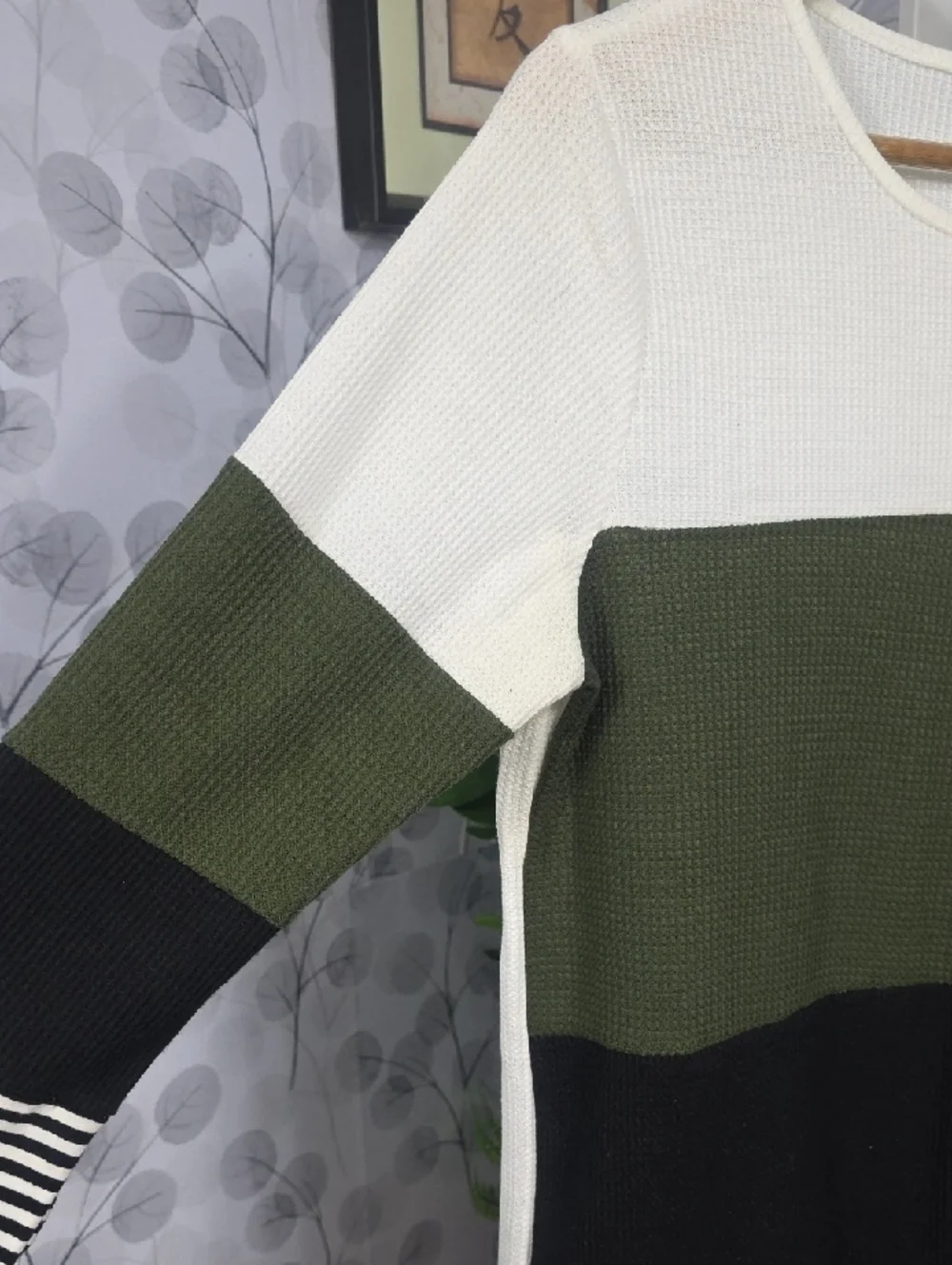 SHEIN Boho Colorblock Waffle Knit Top - Picture 5 of 7